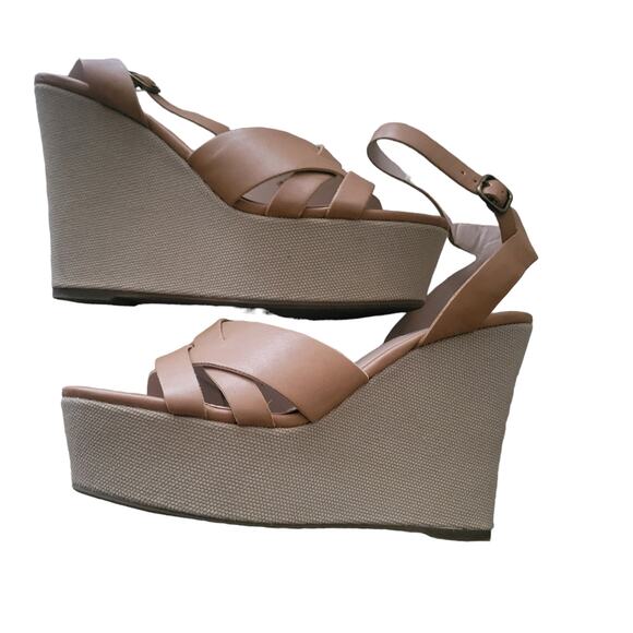 Steve Madden Tan Orlena High Platform Wedge Shoes 10 M Work Business - Picture 3 of 8